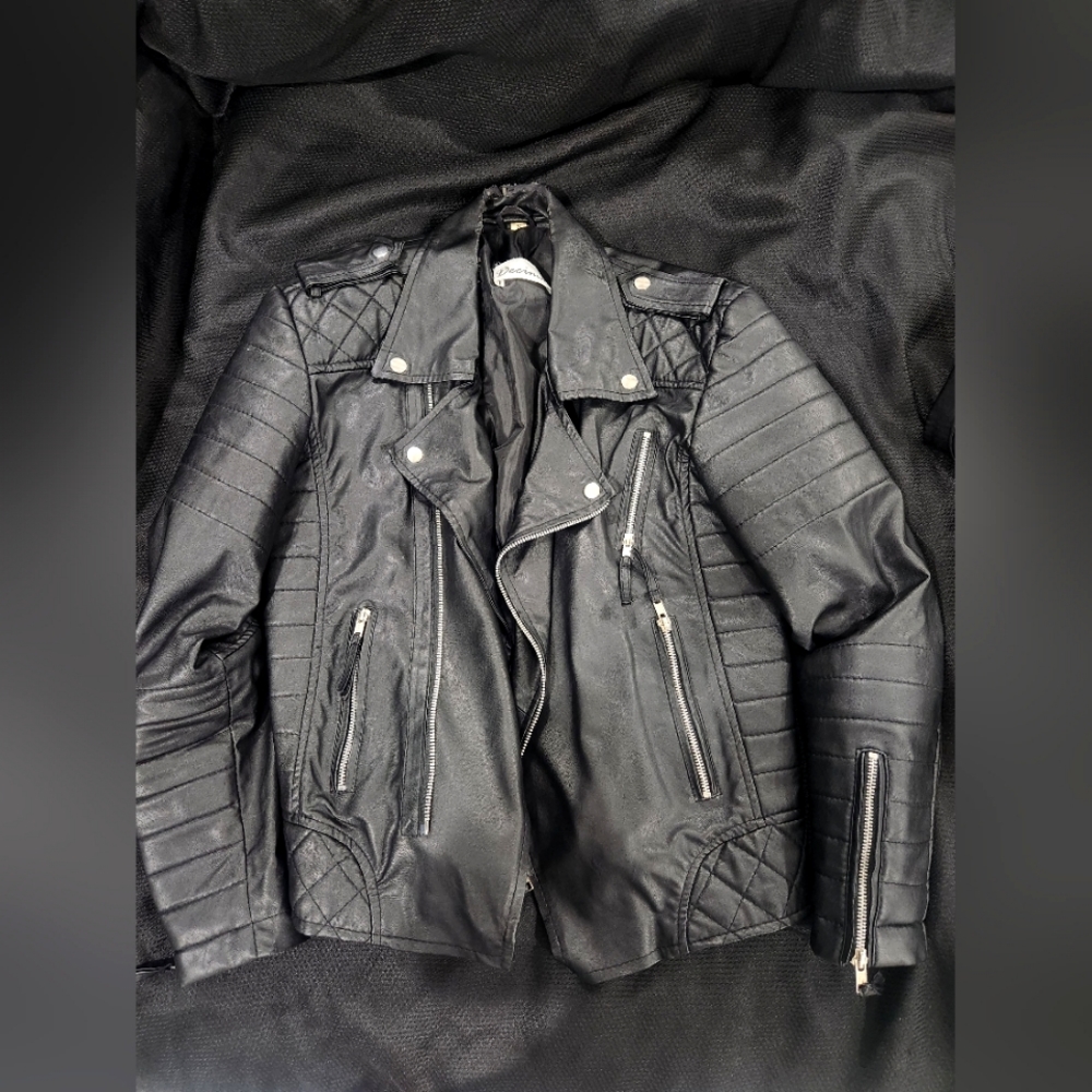 Decimal Pu Leather Biker Small Jacket